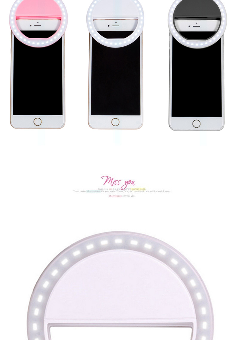 Trendy Pink Hollow Out Round Shape Design Simple Led Beauty Selfie Timer(without The Battery),Anti-Dust Plug