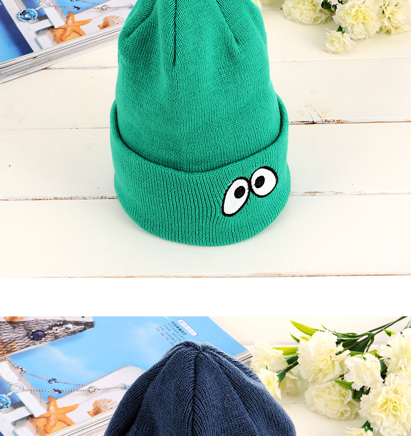 Fashion Black Eyes Pattern Decorated Pure Color Knitting Hat,Knitting Wool Hats