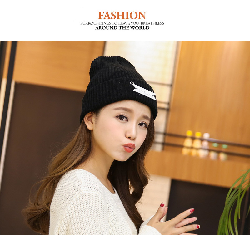 Fashion Claret Red Letter Bowllcb Decorated Pure Color Design Kintting Hat,Knitting Wool Hats
