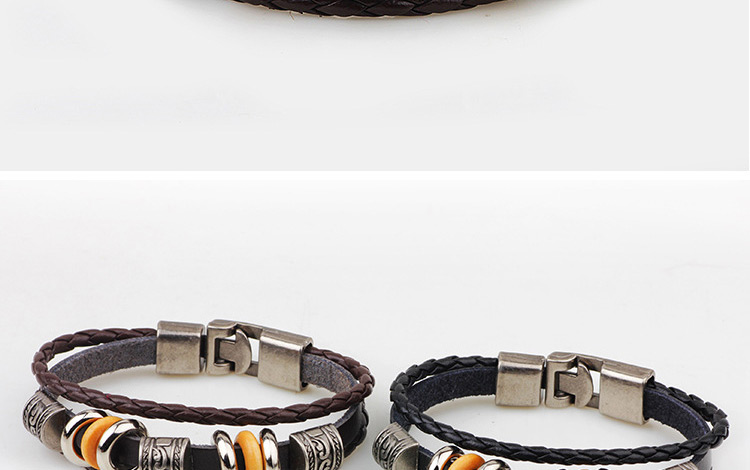 Vintage Black Hollow Out Beads Decorated Multi-layer Metal Buckle Bracelet,Fashion Bracelets