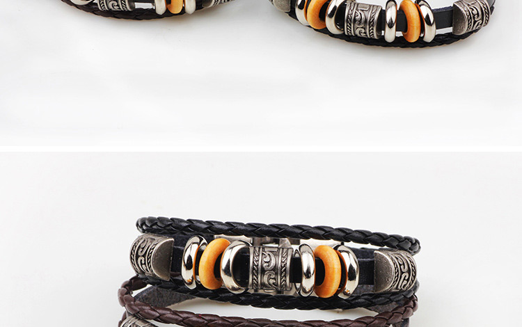 Vintage Black Hollow Out Beads Decorated Multi-layer Metal Buckle Bracelet,Fashion Bracelets