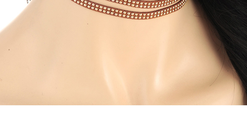 Fashion Coffee Diamond Decorated Pure Color Long Necklace,Multi Strand Necklaces