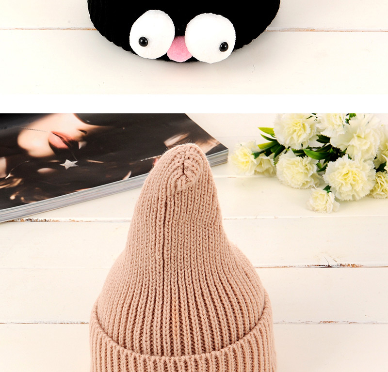 Lovely Black Pure Color Design Big Eyes Decorated Baby Knitted Hat,Knitting Wool Hats