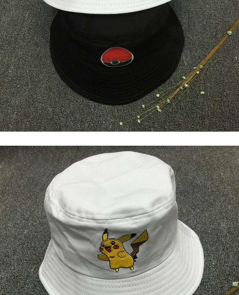 Fashion White Pokemon Go Pattern Decorated Bucket Hat,Sun Hats