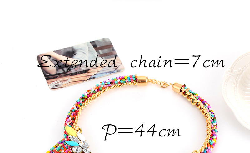 Fashion Multi-color Beads&diamond Decorated Tassel Design Simple Necklace,Beaded Necklaces