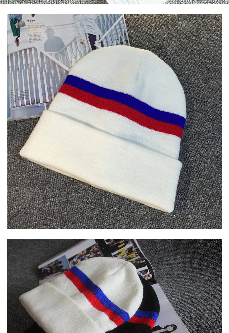 Sweet White Stripe Pattern Decorated Pure Color Cap,Knitting Wool Hats