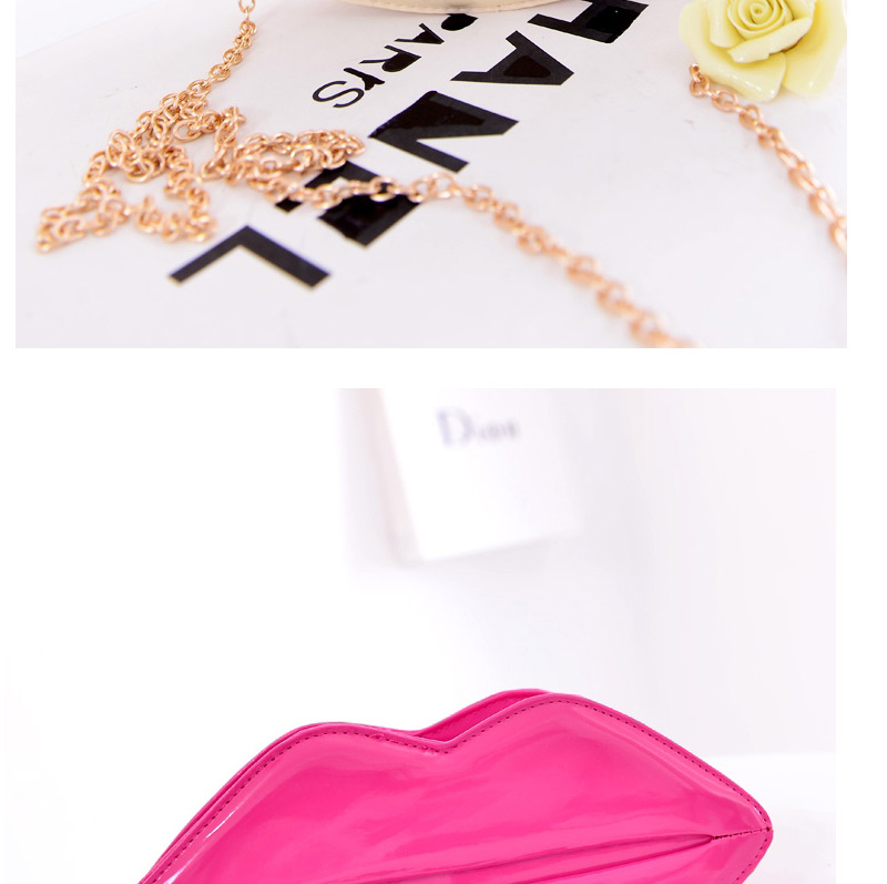 Sweet Beige Lip Shape Decorated Pure Color Shoulder Bag,Messenger bags