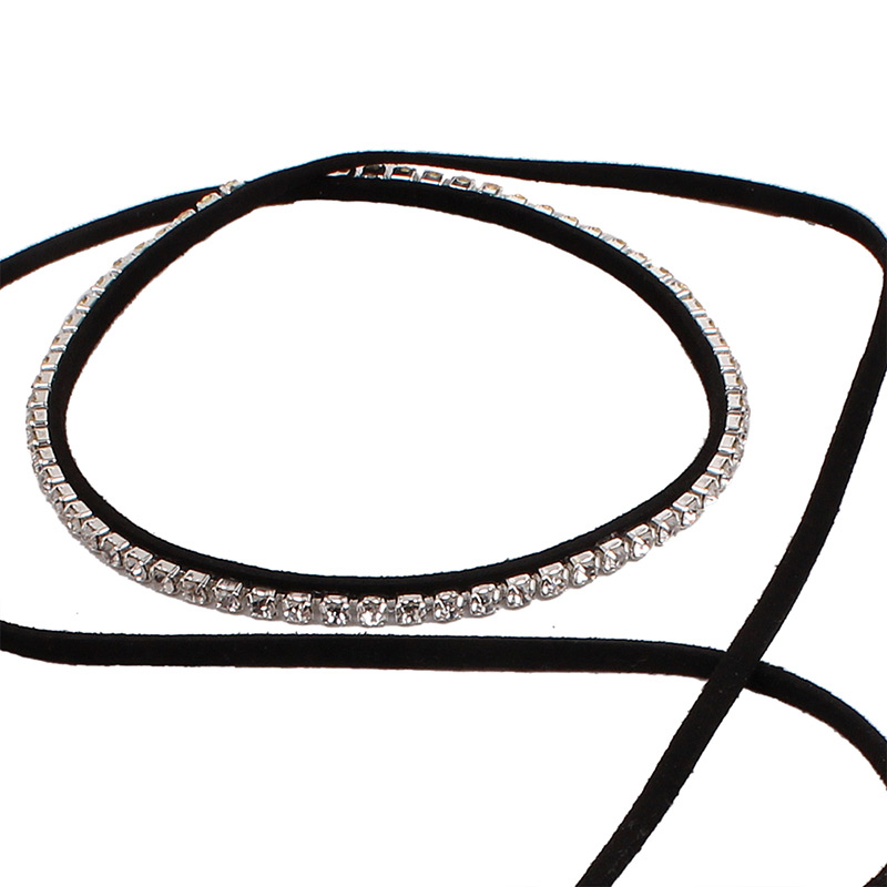Retro Black Diamond Decorated Double Layer Simple Necklace,Chokers
