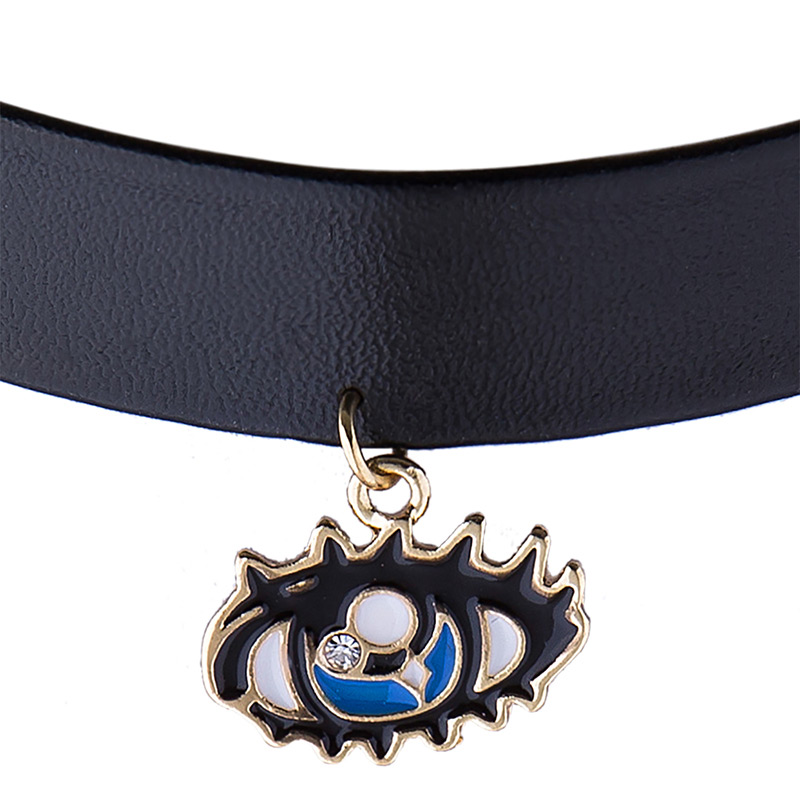 Retro Blue Eye Shape Pendant Decorated Simple Necklace,Chokers