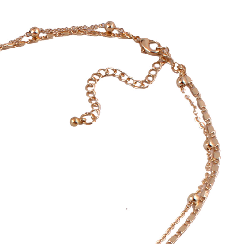 Vintage Gold Color Metal Crescent Moon Shape Pendant Decorated Double Layer Neckalce,Multi Strand Necklaces