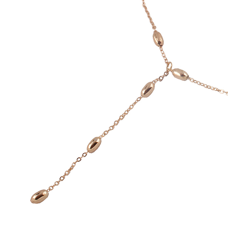 Temperament Gold Color Pearl Decorated Simple Long Chain Neckalce,Chokers