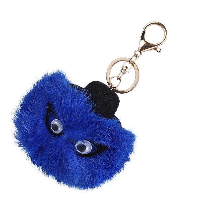 Lovely Blue Eyes Decorated Fuzzy Ball Design Simple Key Ring,Fashion Keychain
