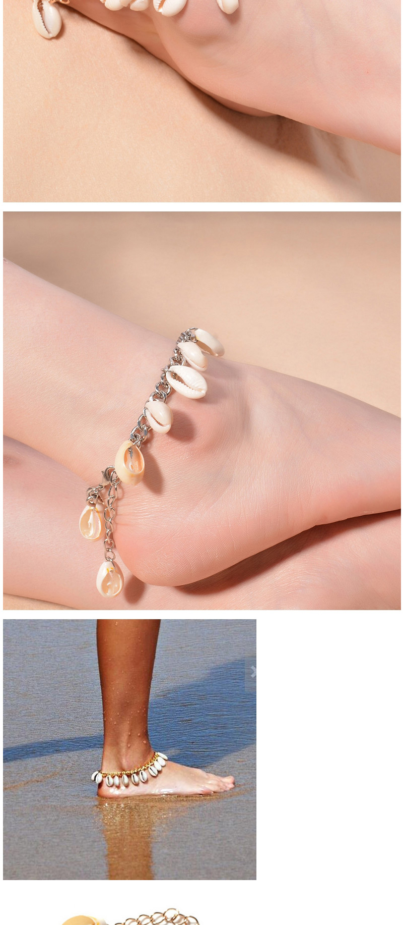 Bohemia Gold Color Shells Tassel Decorated Simple Chain Anklet,Fashion Anklets