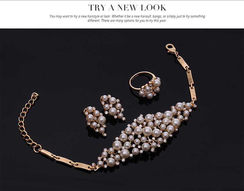 Fashion Gold Color+white Pearsl Decorated Irregular Shape Simple Jewelry Sets,Jewelry Sets