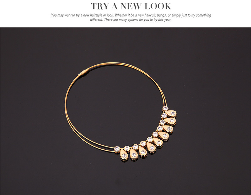 Fashion Gold Color Diamond Decorated Double Layer Jewelry Sets (3pcs),Jewelry Set