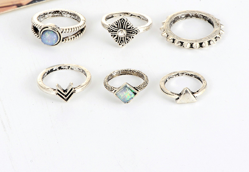 Fashion Silver Color Oval Shape Diamond Decorated Arrow Shape Ring (6pcs),Fashion Rings