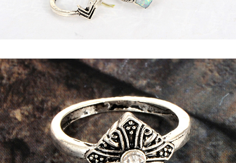 Fashion Silver Color Oval Shape Diamond Decorated Arrow Shape Ring (6pcs),Fashion Rings