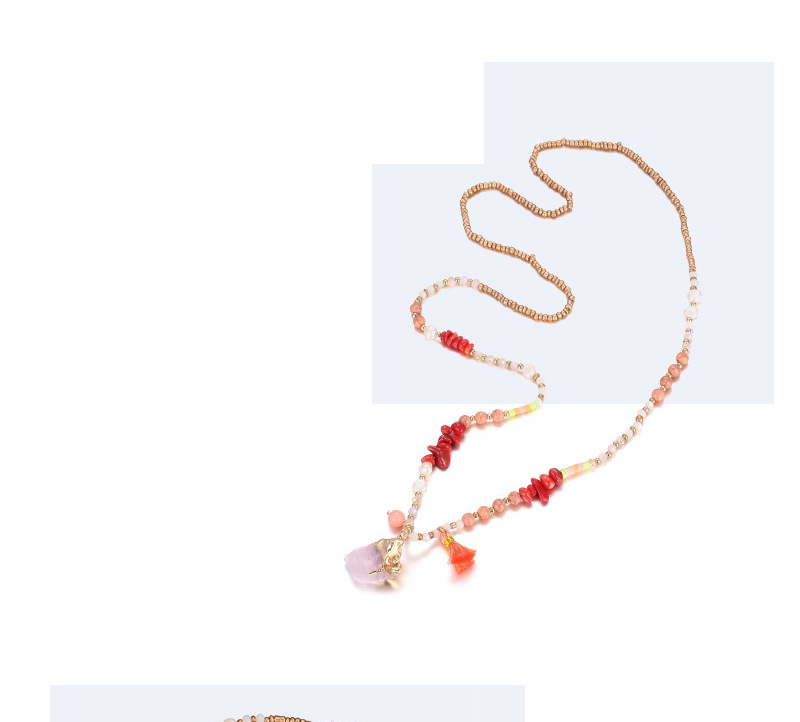 Bohemia Multi-color Tassel Decorated Simple Double Layer Necklace,Beaded Necklaces