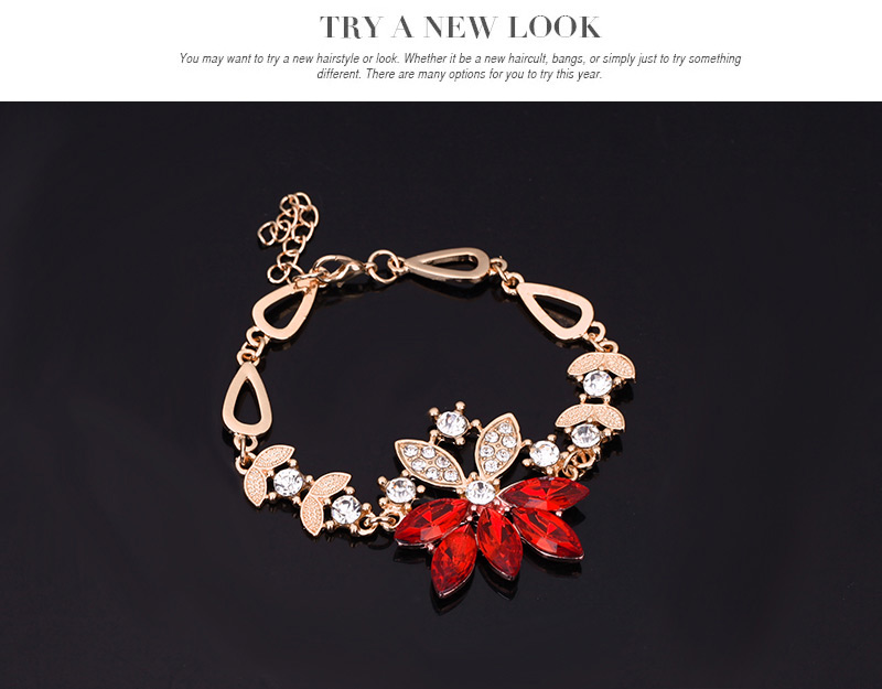 Luxury Red Flower Shape Pendant Decorated Short Chain Jewelry Sets,Jewelry Sets