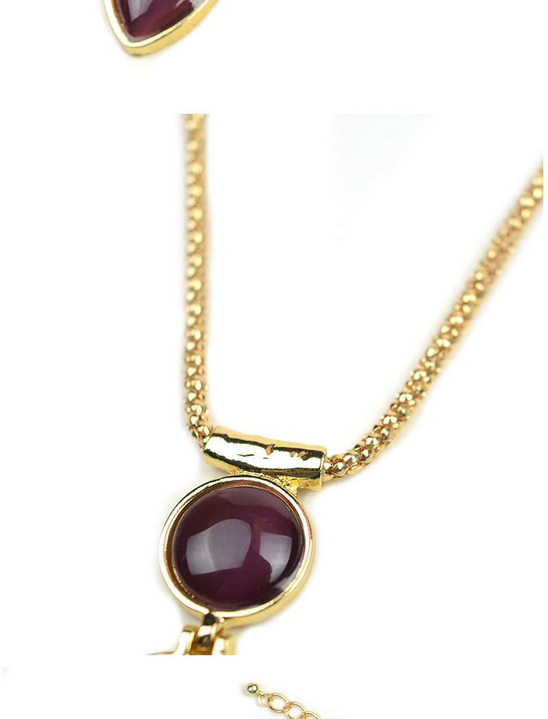 Vintage Purple Three Round Shape Pendants Decorated Double Layer Necklace,Chokers