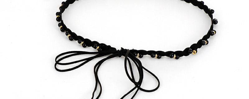 Bohemia Black Round Shape Decorated Simple Waist Chain,Thin belts