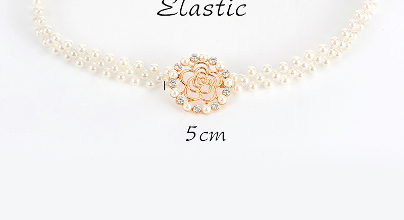 Elegant Gold Color Hollow Out Rose Decorated Simple Pearl Belt,Thin belts