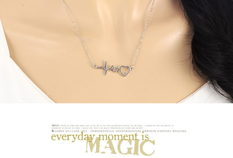 Lovely Silver Color Heart Shape Pendant Decorated Long Chian Necklace,Pendants