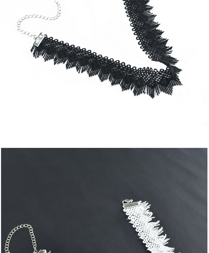 Elegant Black Pure Color Decorated Short Tassel Choker,Chokers