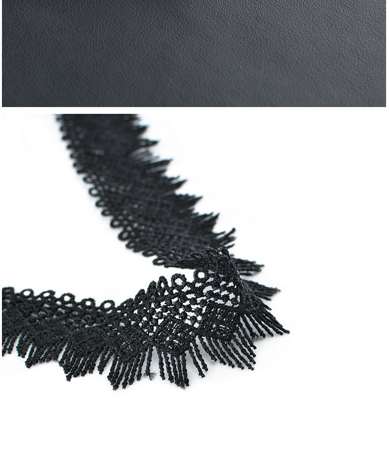 Elegant Black Pure Color Decorated Short Tassel Choker,Chokers
