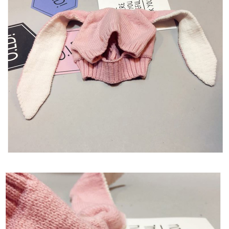 Sweet Pink Bunny Ears Decorated Pure Color Baby Gorro,Children