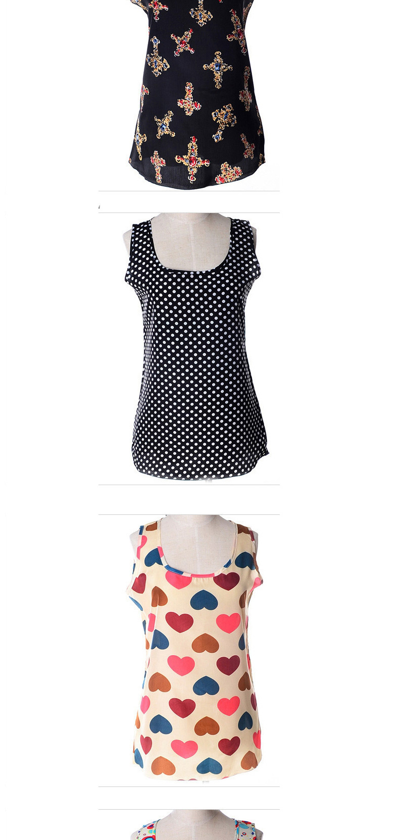 Trendy Multicolor Round Pattern Decorated Simple Design Sleeveless Garment,Tank Tops & Camis