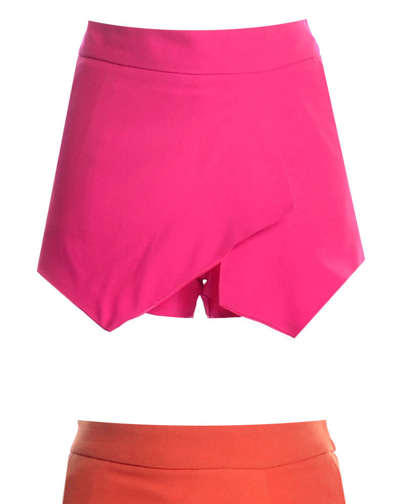 Trendy Orange Pure Color Decorated Irregular Shape Design Skirt,Shorts