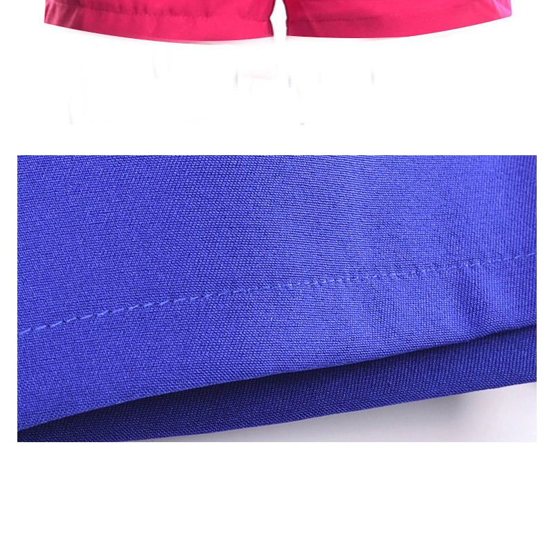 Trendy Sapphire Blue Double Zip Decorated Simple Design Pure Color Shorts,Shorts