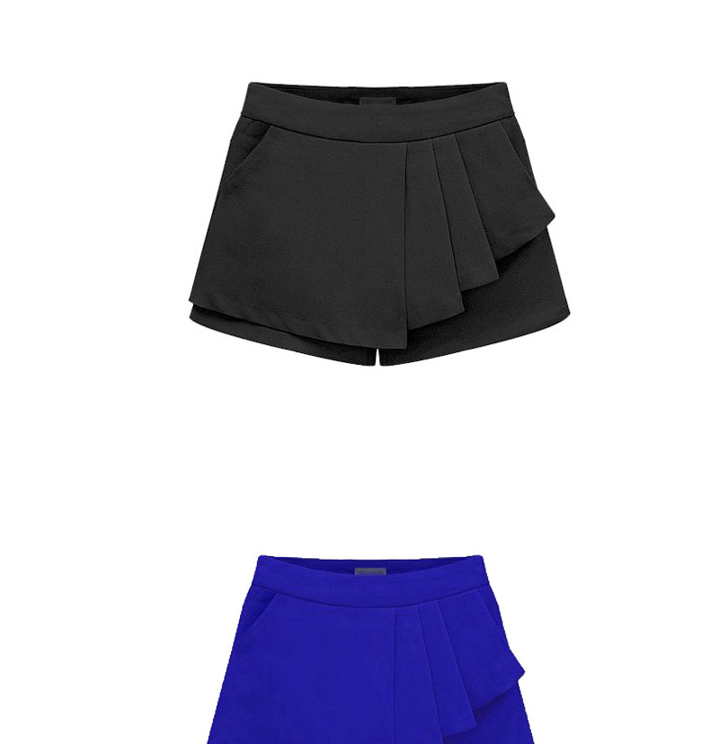 Trendy Sapphire Blue Pure Color Design Simple Design Bilayer Shorts,Shorts