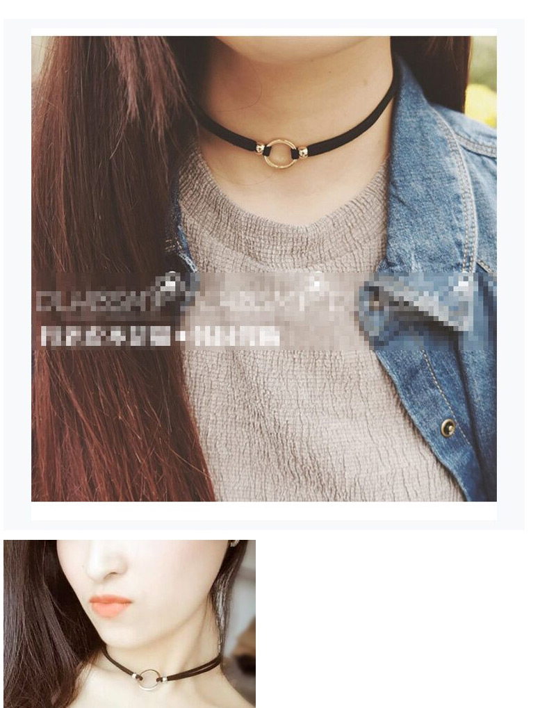 Elegant Silver Color Metal Round Shape Decorated Simple Choker,Chokers