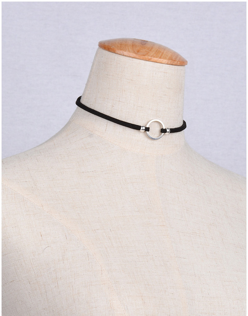 Elegant Silver Color Metal Round Shape Decorated Simple Choker,Chokers