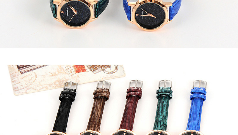 Fashion Coffee Shimmering Powder Decorated Pure Color Strap Watch,Ladies Watches