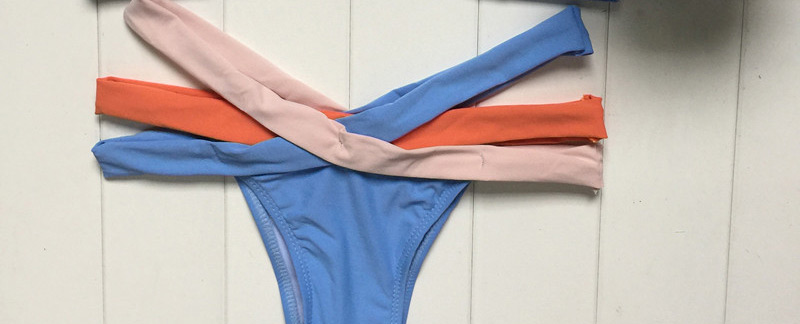 Fashion Blue Bandage Decorated Color Matching Simple Design Bikini,Bikini Sets