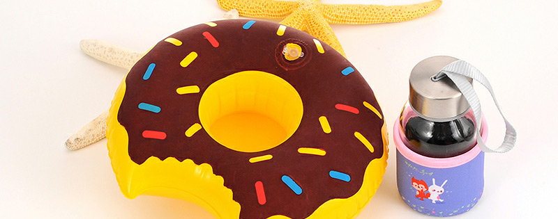 Lovely Brown Doughnut Pattern Decorated Simple Cup Holder Household Goods,Swim Rings