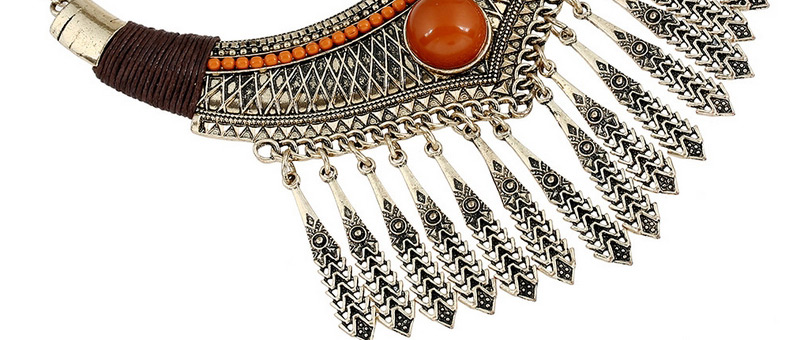 Fashion Black Vertical Shape Pendant Decorated Simple Tassel Necklace,Bib Necklaces