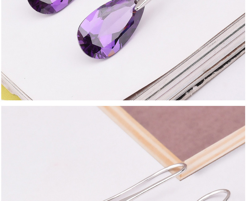 Elegant Black Water Drop Shape Diamond Decorated Simple Earrings,Earrings set