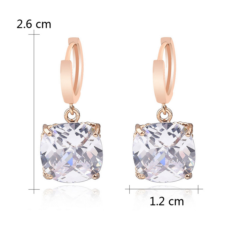 Sweet White+silver Color Square Shape Diamond Decorated Simple Design Earrings,Earrings set