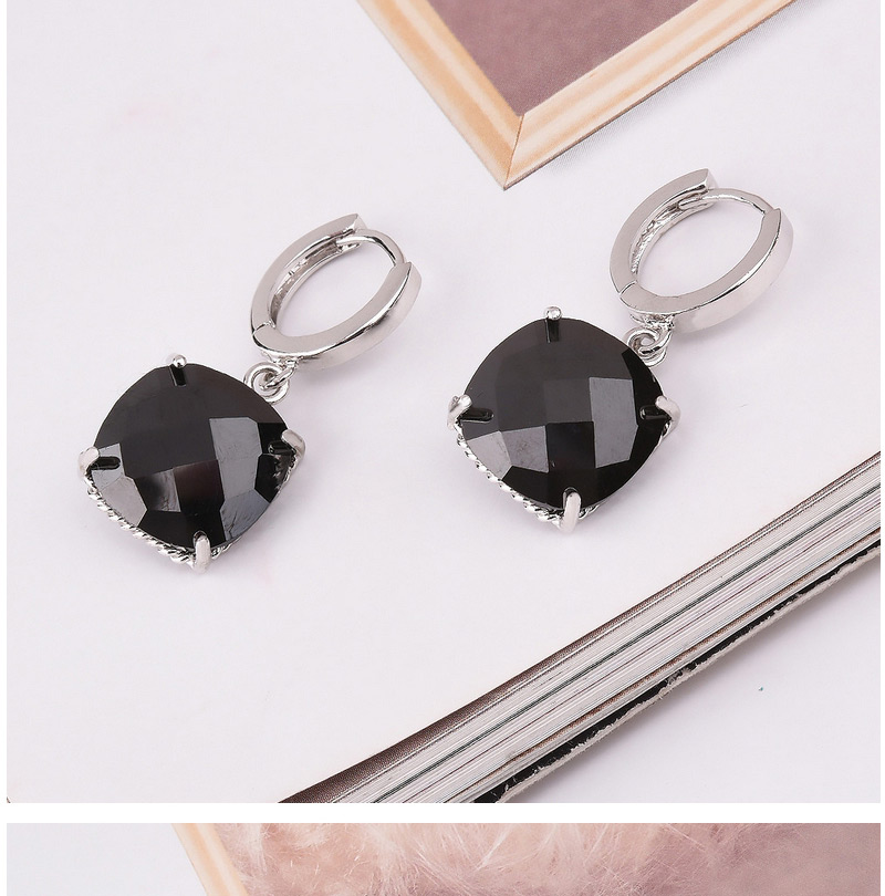 Sweet White+silver Color Square Shape Diamond Decorated Simple Design Earrings,Earrings set