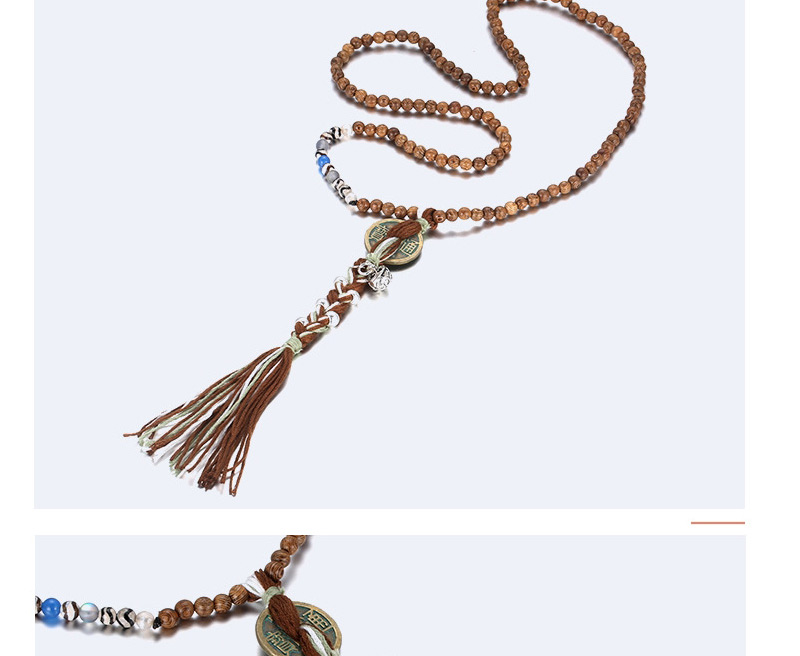 Fashion Coffee Long Tassel&round Shape Decorated Long Necklace,Beaded Necklaces
