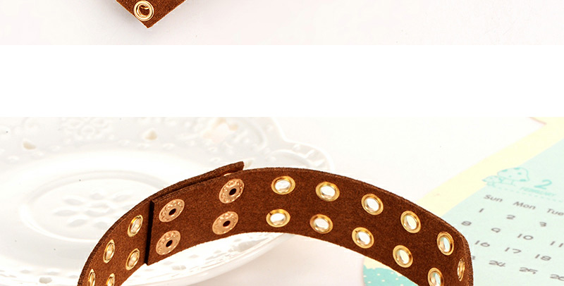 Retro Coffee Round Shape Decorated Hollow Out Design Choker,Chokers