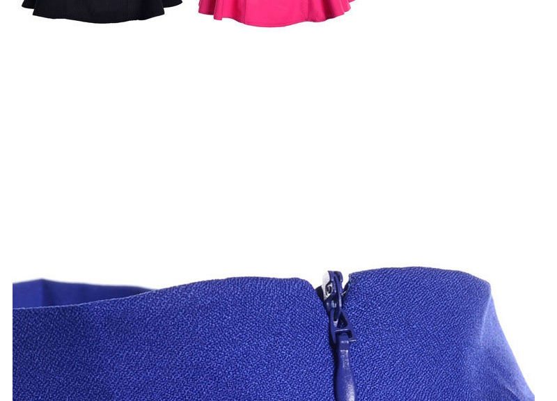 Fashion Sapphire Blue Pure Color Design High-waisted Patchwork Mini Chiffon Fishtail Skirt,Skirts