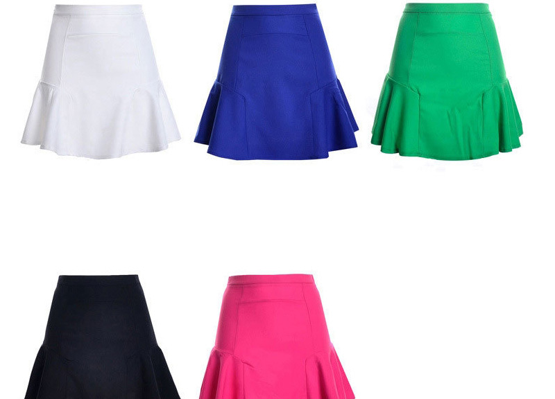 Fashion Plum Red Pure Color Design High-waisted Patchwork Mini Chiffon Fishtail Skirt,Skirts