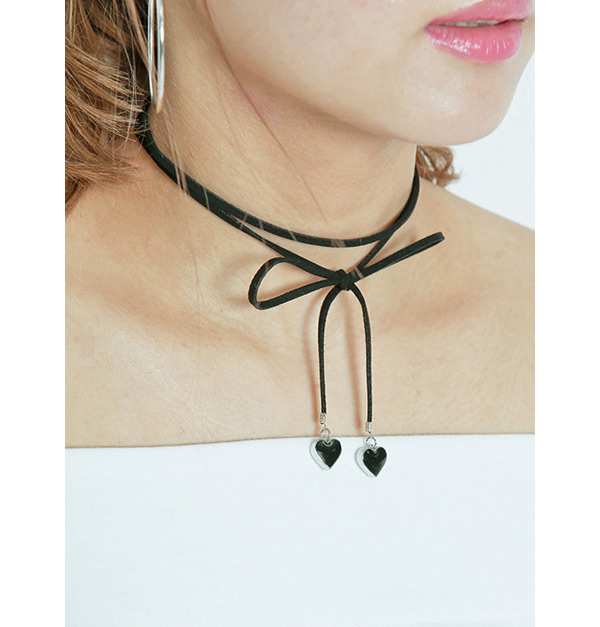 Fashion Black Heart Shape Pendant Decorated Long Chain Choker,Chokers