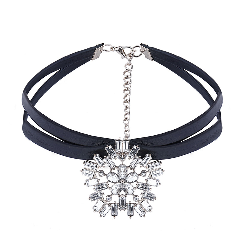 Elegant Silver Color Flower Decorated Double Layer Simple Necklace,Chokers