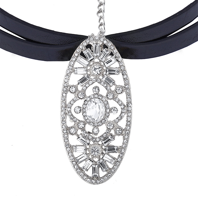 Fashion Silver Color Hollow Out Pendant Decorated Double Layer Choker,Chokers